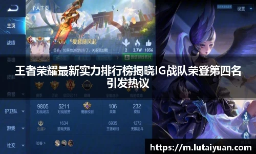 王者荣耀最新实力排行榜揭晓IG战队荣登第四名引发热议