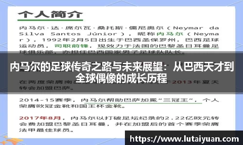 内马尔的足球传奇之路与未来展望：从巴西天才到全球偶像的成长历程