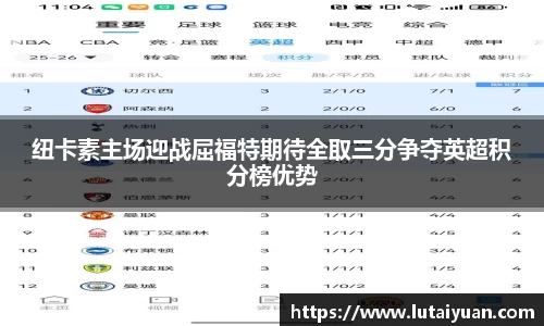 纽卡素主场迎战屈福特期待全取三分争夺英超积分榜优势